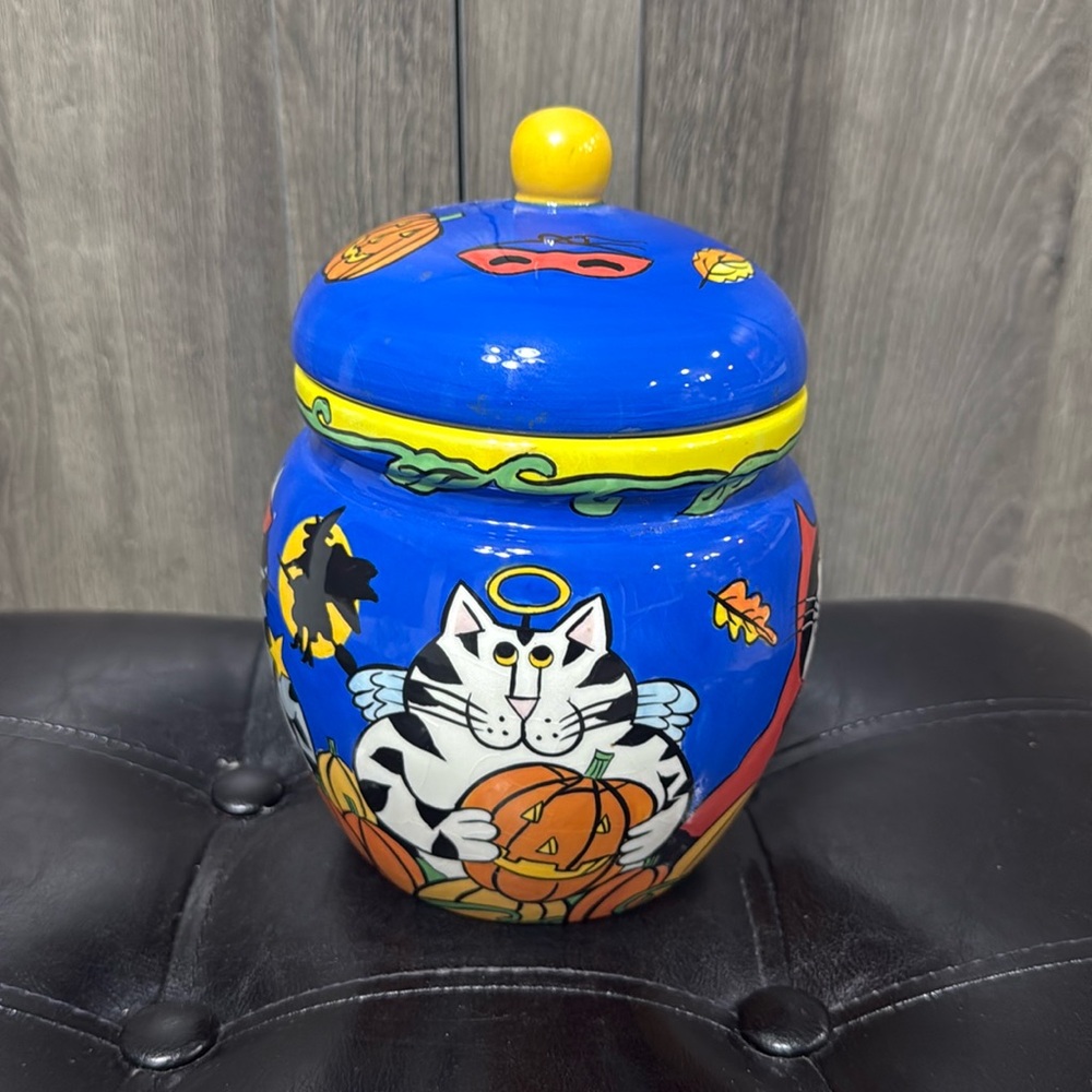 Candace Reiter Halloween Fun Catzilla Canister Cookie Snack Candy Jar 2001